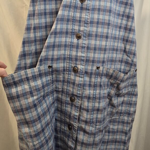 Vintage North Crest Dress Blue Plaid Size XL Button-up Pockets 90's Sleeveless - Picture 2 of 8